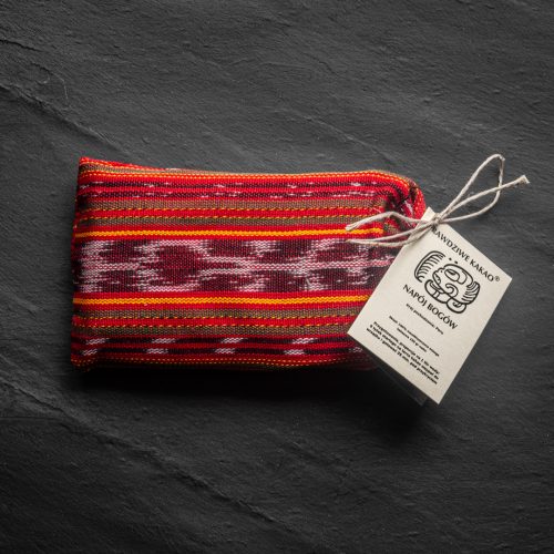 Sztabka Prawdziwego Kakao Napoju Bogów Premium w woreczku z majańskiej tkaniny - ręcznie produkowanej w Gwatemali